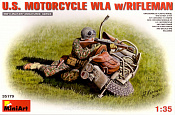 Сборная модель из пластика U.S.Motorcycle WLA with Rifleman MiniArt (1/35) - фото