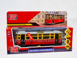 Трамвай ретро, 17 см, цвет красный, Технопарк
