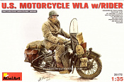 Сборная модель из пластика U.S. Motorcycle WLA with rider, MiniArt (1/35) - фото
