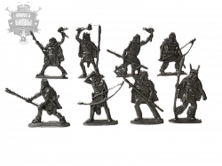 фигурки из пластика Кроманьонцы, 54 мм ( 8 шт, цвет - серебряный, б/к), Воины и битвы