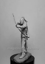 Сборная миниатюра из смолы Ирокез (№6) с луком, 1750-60, 54 мм, Chronos miniatures - фото