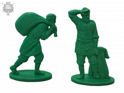 Солдатики из пластика Грузчики (2 шт, цвет - зеленый, б/к), Воины и битвы