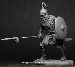 Сборная миниатюра из металла Монгольский воин с копьем, XIV век, 54 мм, Chronos miniatures