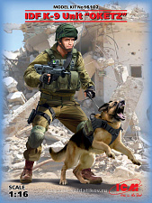 Сборная модель из пластика Офицер подразделения K-9 IDF с собакой 1:16 ICM - фото