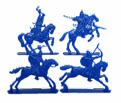 Солдатики из пластика Конные половцы, Выпуск 1, 54 мм (4 шт, синий цвет, без кор), Воины и битвы - фото