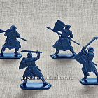 Солдатики из пластика Тевтонский орден. Пешие сержанты, 54 мм (6 шт, пластик, синий металлик) Воины и битвы