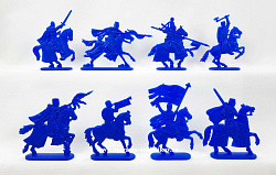 Солдатики из пластика Рыцари тевтонского ордена. Тяжкий XIII век (8 шт, синий) 52 мм, Солдатики ЛАД