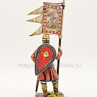 Миниатюра из олова Русский воин со стягом XIII век, 54 мм, Студия Большой полк