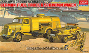 Сборная модель из пластика Немецкие автомобили бензозаправщик и Volkswagen Тип 166 (Schwimmwagen) 1:72 Академия - фото