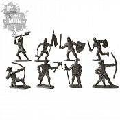 Солдатики из пластика Набор рыцарей. Реплика Starlux (пластик, темное серебро) 54 мм, Воины и битвы - фото