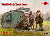 Сборные фигуры из пластика Британский танковый экипаж І МВ, 4 фигуры, (1/35) ICM - фото
