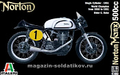 Сборная модель из пластика ИТ Мотоцикл Norton Manx 500cc 1951 (1/9) Italeri - фото