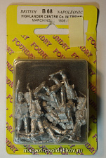 Фигурки из металла Центральная рота хайлендеров в тартановых брюках марширует 1806-15, 28 mm Foundry - фото