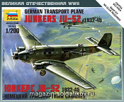 Сборная модель из пластика Немецкий самолет JU-52, 1432-45 (1:200), Звезда - фото