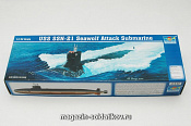 Сборная модель из пластика Подводная лодка SSN-21 «Си Вулф» (1:144) Трумпетер - фото