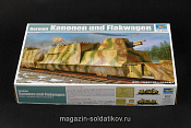 Сборная модель из пластика ЖД вагон артиллерийский и зенитный броневагон (1:35)Трумпетер - фото