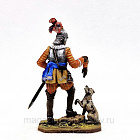 Миниатюра из олова Германский кавалерист с собакой XVI век., 54 мм, Студия Большой полк