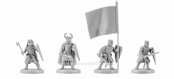 Сборная миниатюра из смолы Крестоносцы, набор №1, 4 фигуры, 28 мм, V&V miniatures