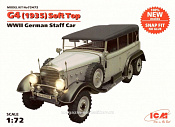 Сборная модель из пластика Немецкий автомобиль G4 образца 1935 г. с тентом IIМВ (1/72) ICM - фото