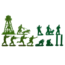 Солдатики из пластика Пограничники. Полный комплект. Серия «Граница» (12 шт, зеленый, в кор), Воины и битвы