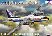 Сборная модель из пластика Антонов Ан-24Б пассажирский самолет Amodel (1/144) - фото