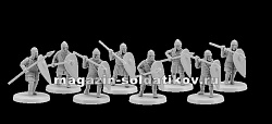 Сборная миниатюра из смолы Византийские пехотинцы-копейщики, 8 фигур, 28 мм, V&V miniatures