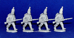 Сборные фигуры из смолы Павловские гренадеры в атаке 1812 г. (набор из 4 шт, смола), 28 мм STP-miniatures