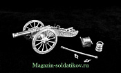 Сборная миниатюра из металла Французская 8-фунтовая пушка, Наполеоника, 28 мм, Berliner Zinnfiguren - фото