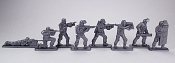 Солдатики из пластика СОБР, набор из 8 фигур (серебряный) 1:32, ИТАЛМАС - фото