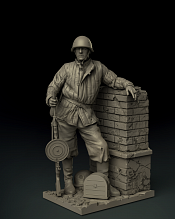 Сборная фигура из смолы SM 1603 Пулемётчик РККА.1943-1945, 1:16, SOGA miniatures - фото