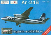 Сборная модель из пластика Антонов Aн-24Б авиалинии Польши/ГДР Amodel (1/144) - фото