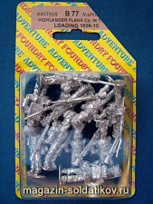Фигурки из металла B 77 Фланговая рота хайлендеров в тартановых брюках заряжает 1806-15, 28 mm Foundry - фото