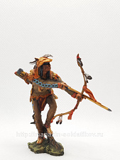 Миниатюра в росписи Индеец-охотник , 54 мм - фото