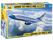 Сборная модель из пластика Пассажирский авиалайнер Боинг 737-700 С-40B (1:144) Звезда - фото