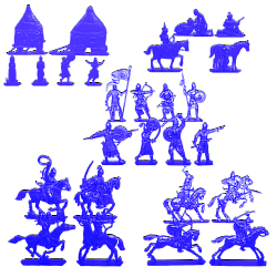Солдатики из пластика Половцы, Полный сет, Набор в коробках (26 шт, синий цвет), Воины и битвы