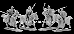 Сборная миниатюра из смолы Византийские катафракты, 4 конных фигуры, 28 мм, V&V miniatures