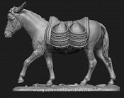 Сборная миниатюра из металла Осел с корзинами 54 мм, Chronos miniatures - фото