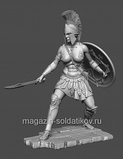 Сборная модель из металла Миры Фэнтези: Спартанская женщина - воин, 75мм, Chronos Miniatures - фото